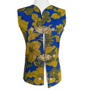 Diego New York Vintage Brocade Vest Floral Gold Closure Size S/M